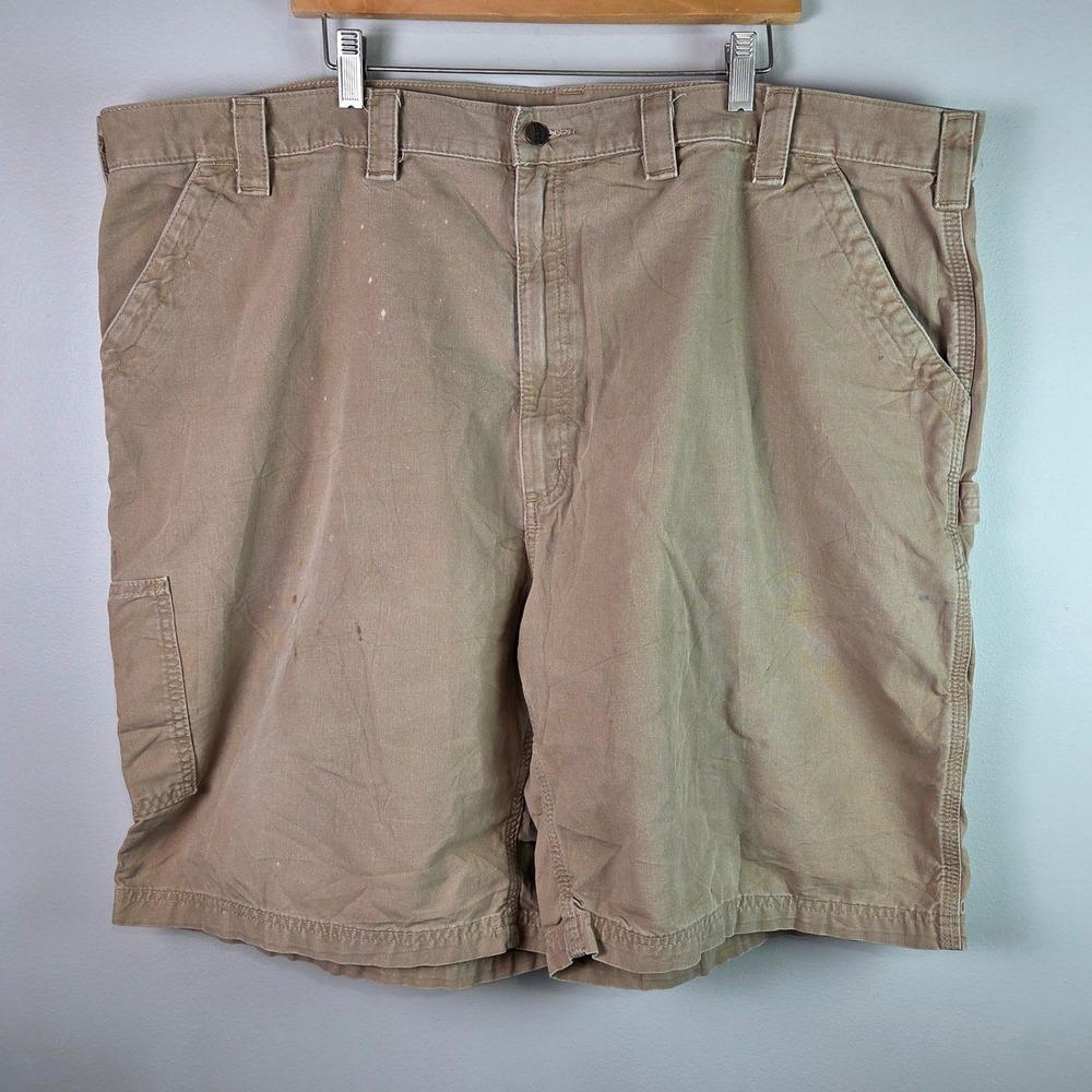 Carhartt Canvas Carpenter Shorts Mens 48 Tan Fair Heavy Duty Workwear B147 DKH